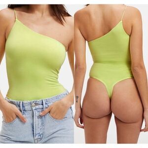 Good American NWT 90s Good Touch One-Shoulder Bodysuit In Keylime Size XS